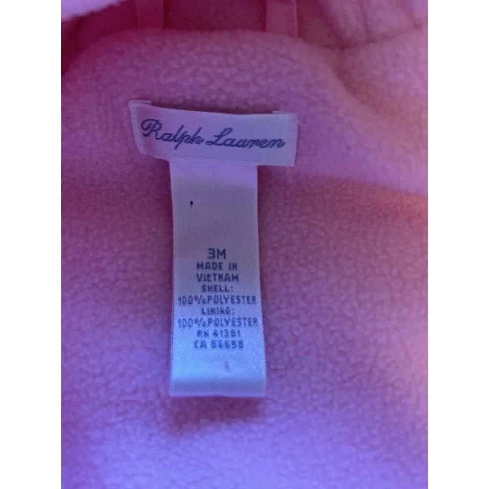 Polo Ralph Lauren Baby Girl Quilted‎ Snow Suit Bunting Size 3 Months Pink